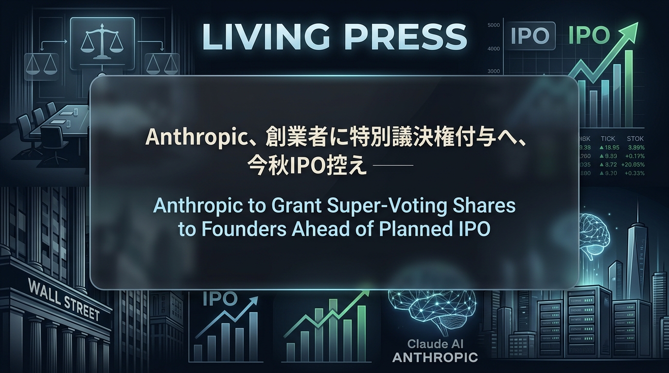 Anthropic、創業者に特別議決権付与へ、今秋IPO控え