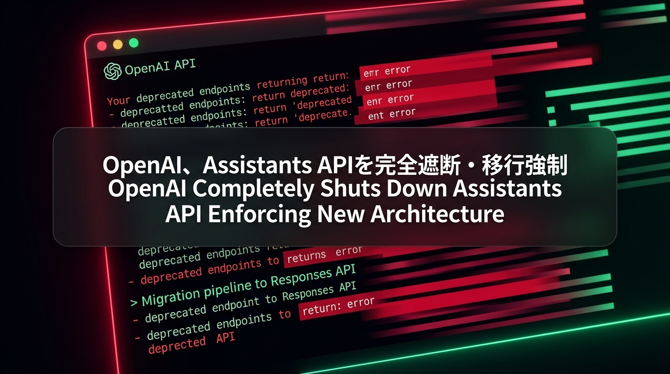 OpenAI、Assistants APIを完全遮断・移行強制