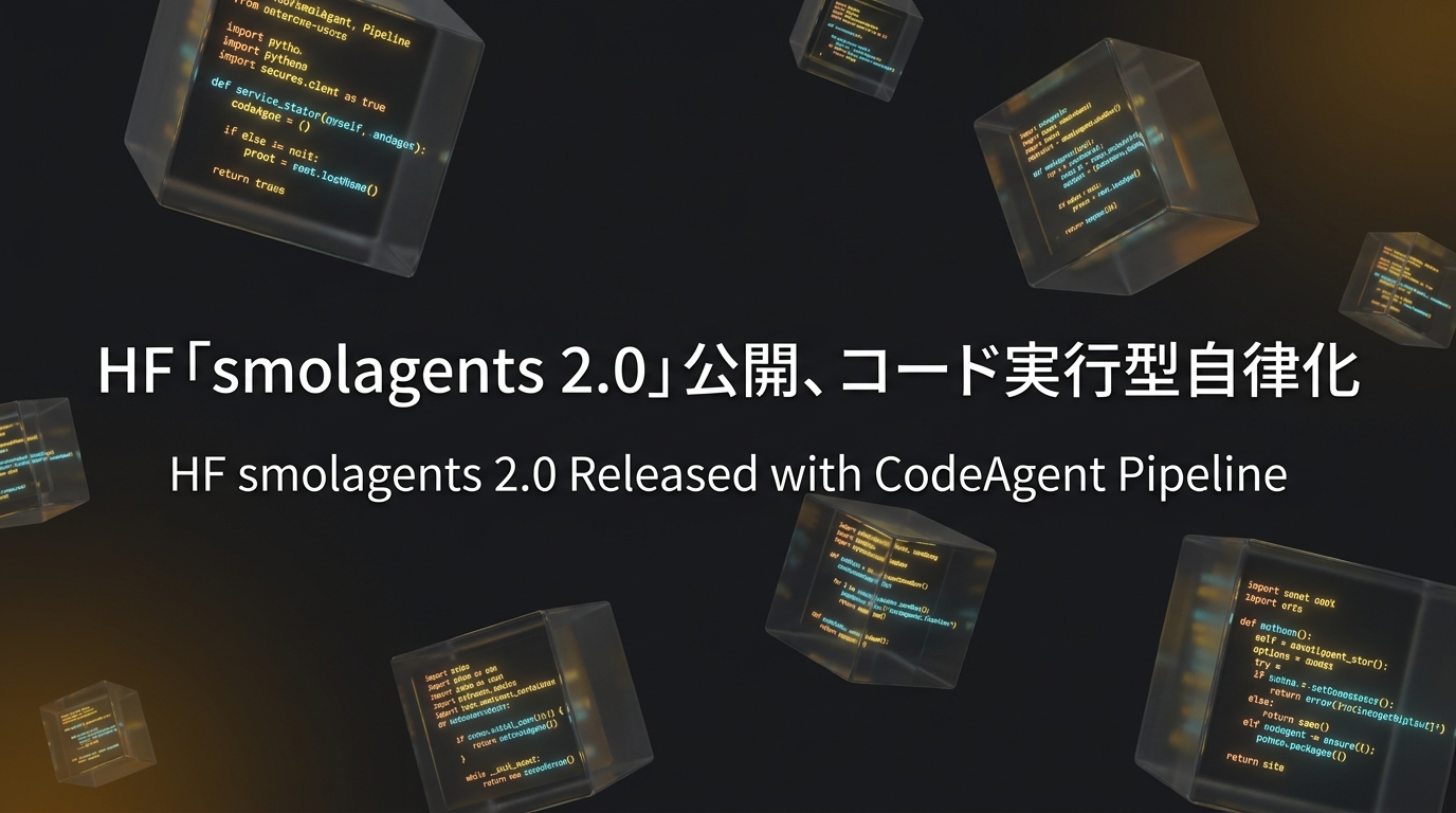 HF「smolagents 2.0」公開、コード実行型自律化
