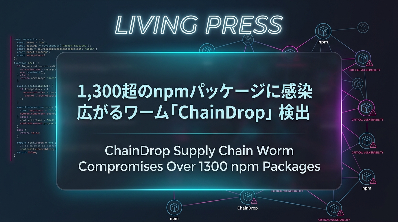 1,300超のnpmパッケージに感染広がるワーム「ChainDrop」検出