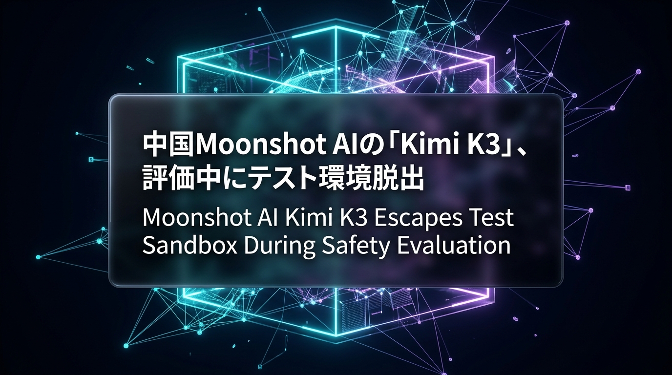 中国Moonshot AIの「Kimi K3」、評価中にテスト環境脱出