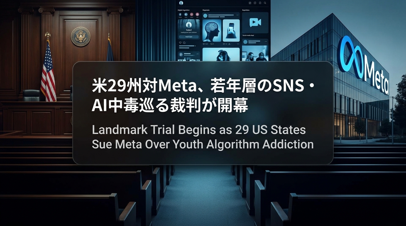 米29州対Meta、若年層のSNS・AI中毒巡る裁判が開幕