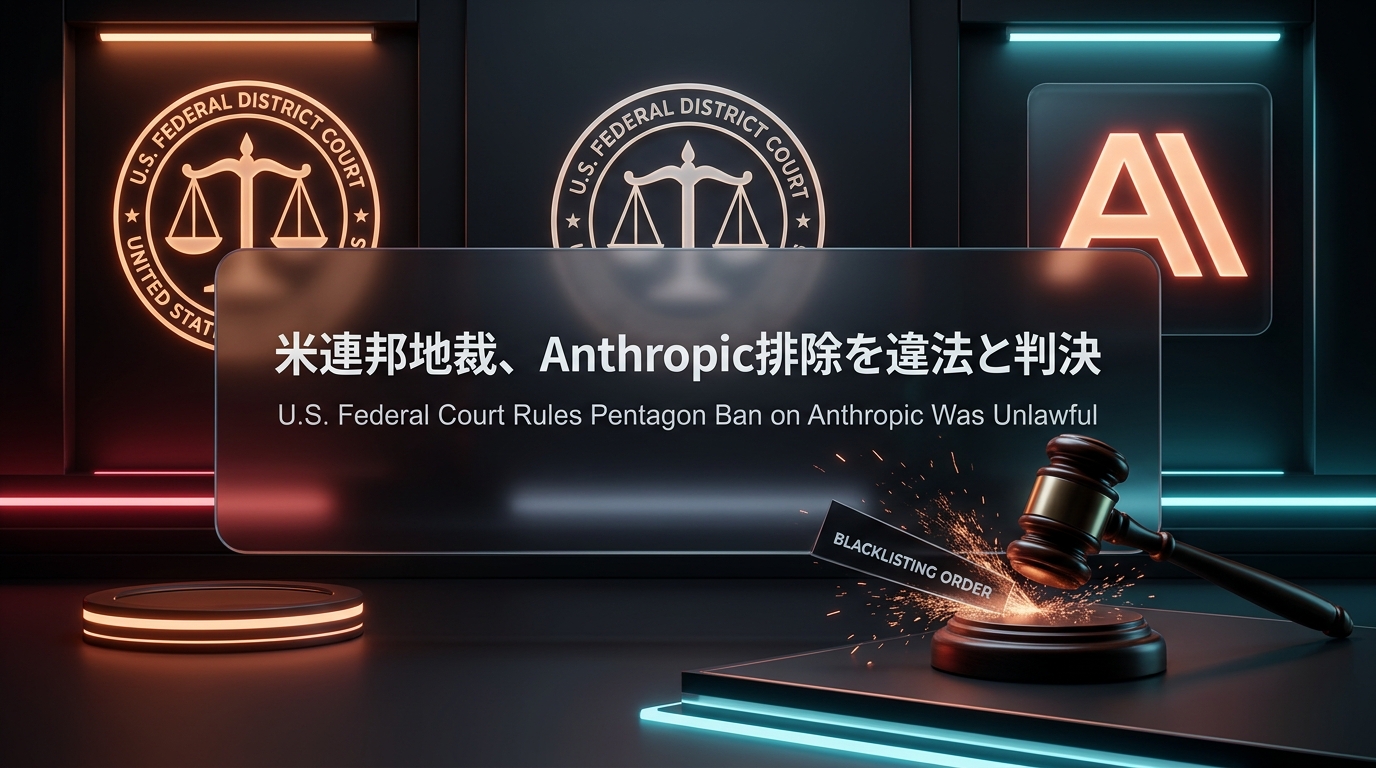 米連邦地裁、Anthropic排除を違法と判決