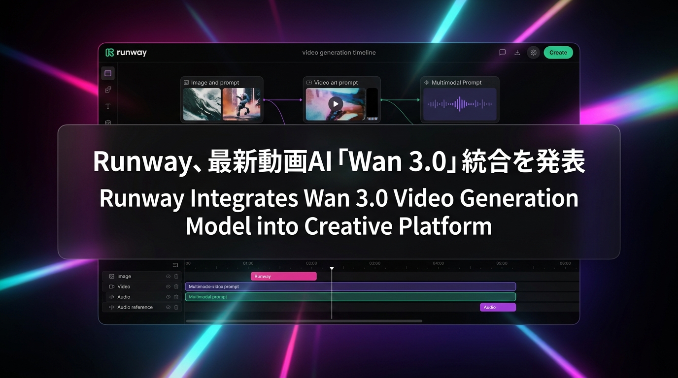 Runway、最新動画AI「Wan 3.0」統合を発表