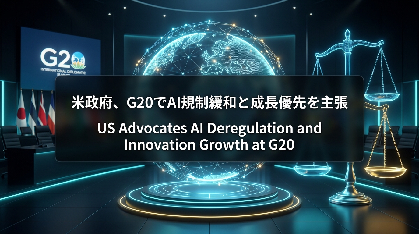 米政府、G20でAI規制緩和と成長優先を主張