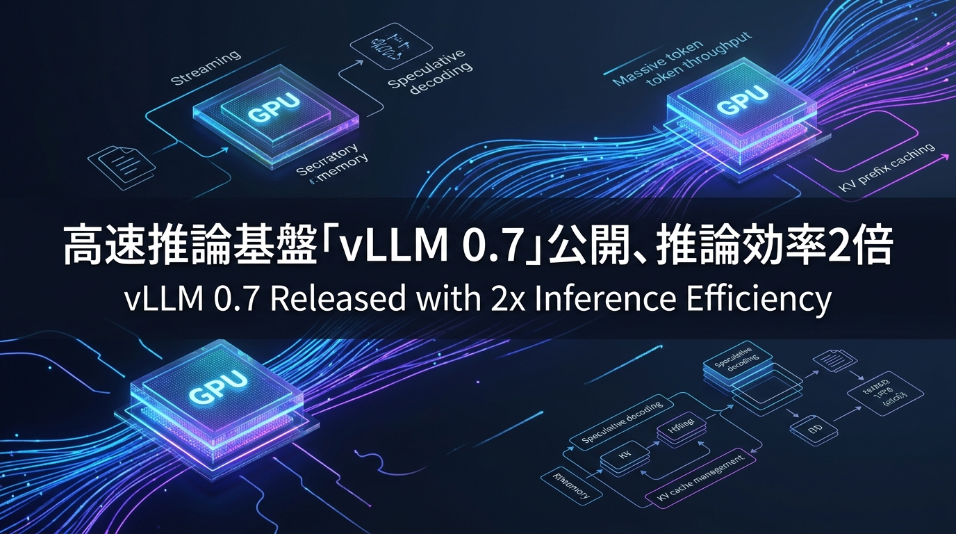 高速推論基盤「vLLM 0.7」公開、推論効率2倍