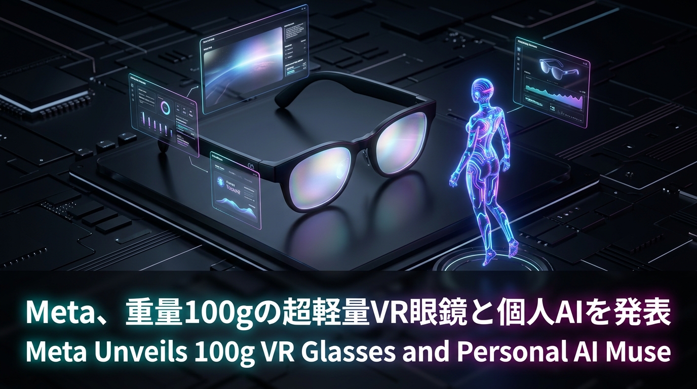 Meta、重量100gの超軽量VR眼鏡と個人AIを発表