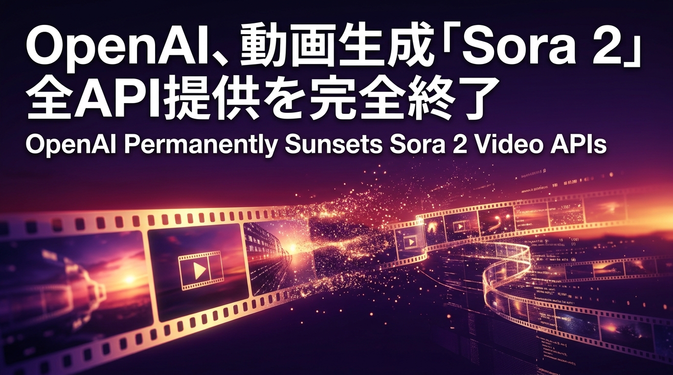 OpenAI、動画生成「Sora 2」全API提供を完全終了