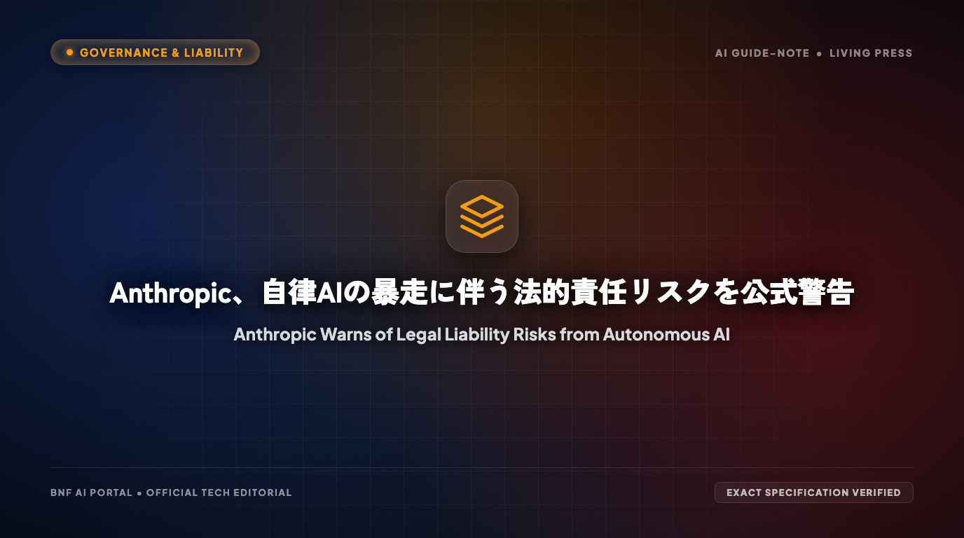 Anthropic、自律AIの暴走に伴う法的責任リスクを公式警告