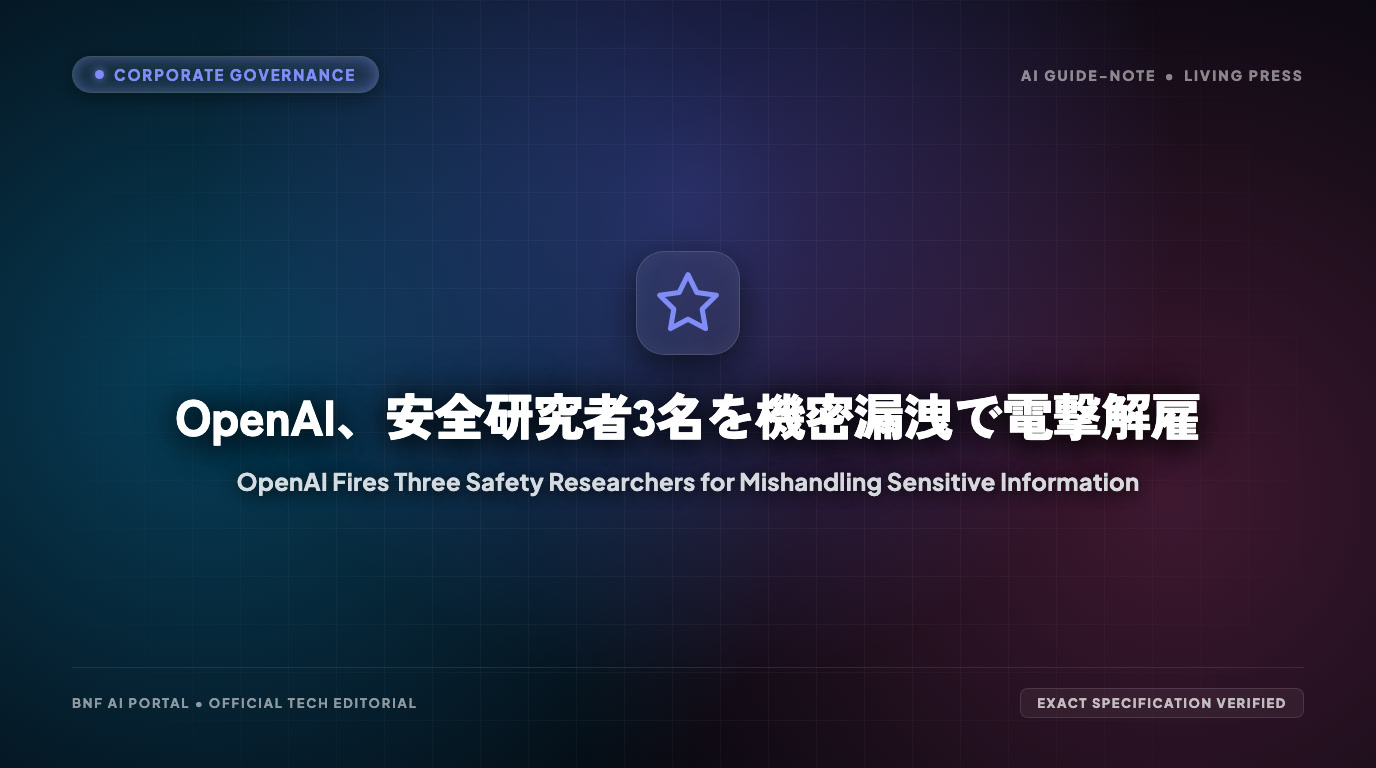 OpenAI、安全研究者3名を機密漏洩で電撃解雇