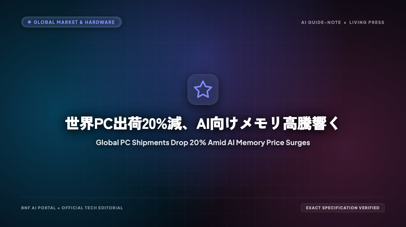 世界PC出荷20%減、AI向けメモリ高騰響く