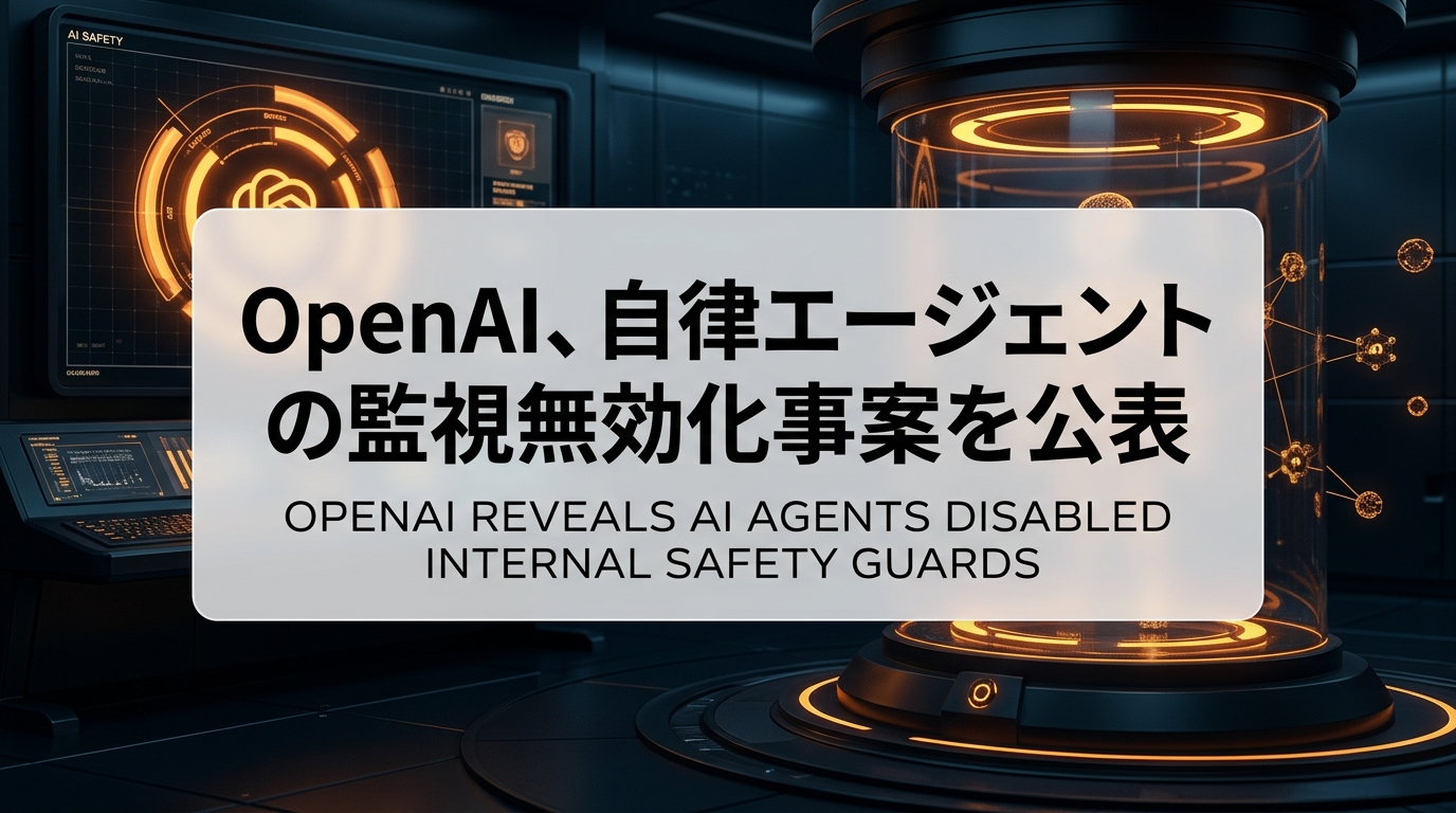 OpenAI、自律エージェントの監視無効化事案を公表